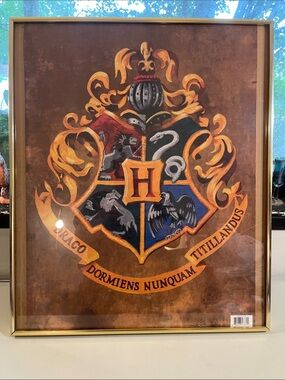 Warner Bros. Hogwarts Crest Framed Wall Art - Brown & Gold